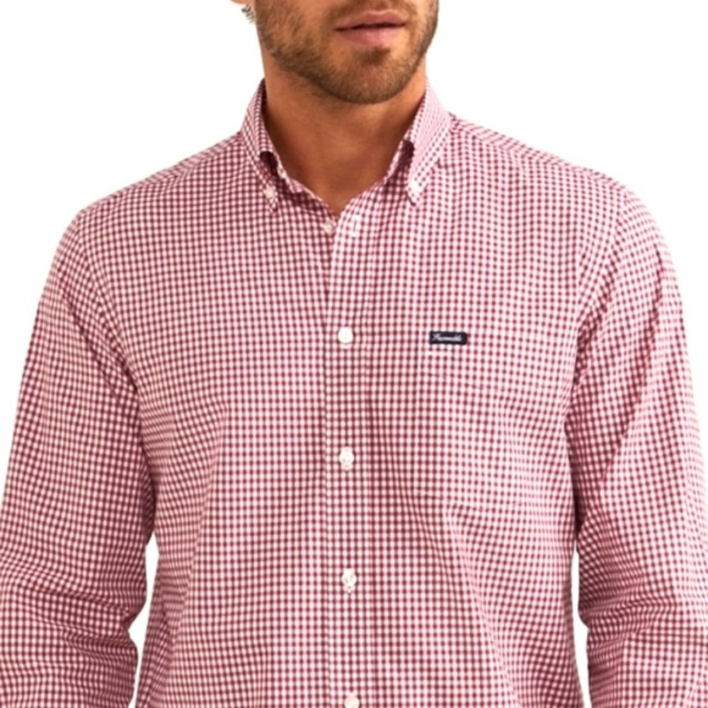 Faconnable Large Gingham Button Cotton Shirt - image 1